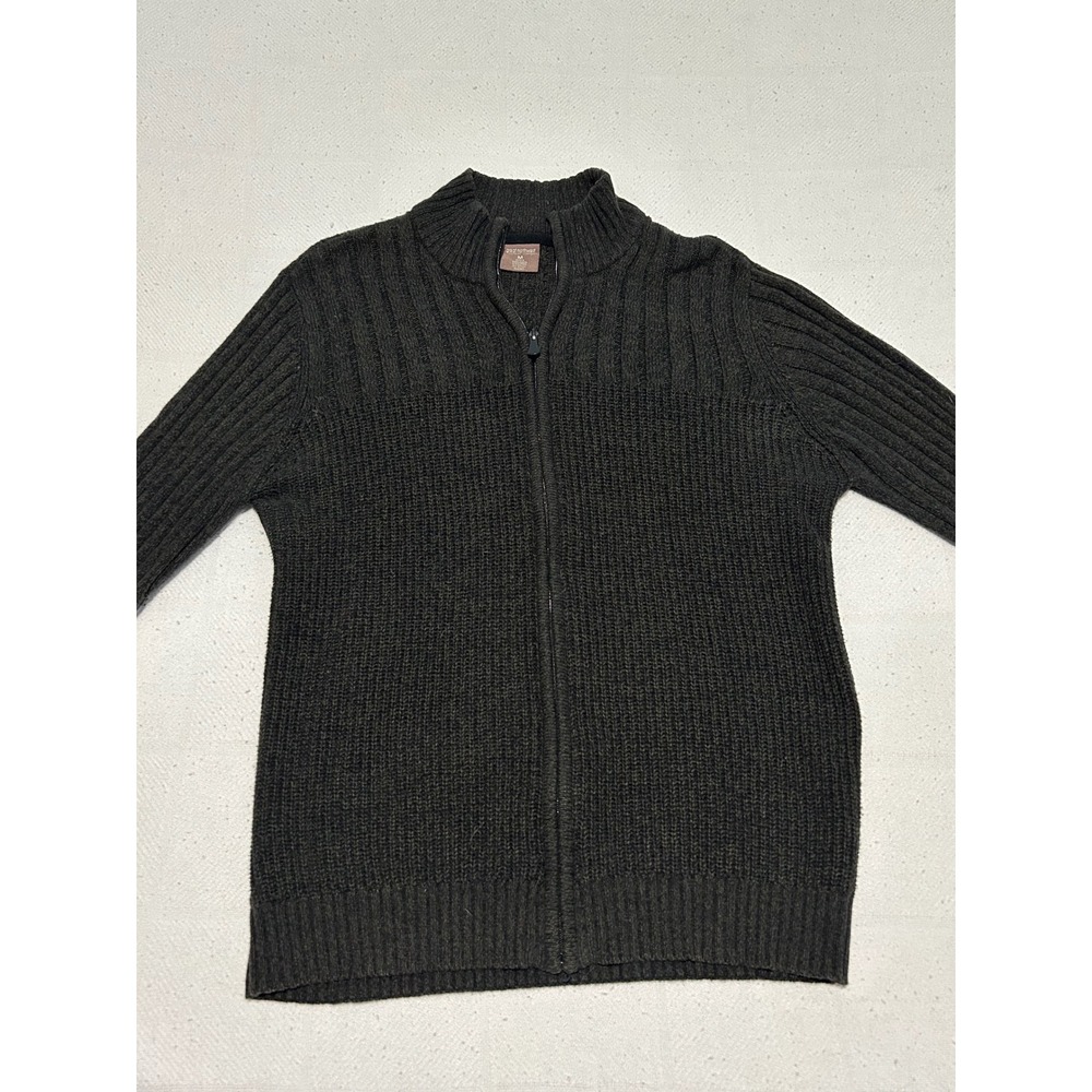 Great Northwest Mens Zip classic Ribbed preppy collegiate Sweater brown Gray Med